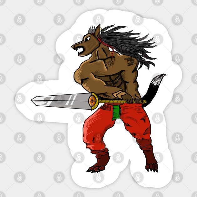Wolf Warrior Sticker by Joker & Angel